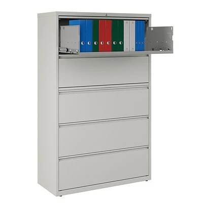 Staples Lateral Files Quill Brand® Commercial 5 File Drawers Lateral File Cabinet, Locking, Gray, Letter/Legal, 42"W (21749D) 7 Staples Lateral Files Quill Brand® Commercial 5 File Drawers Lateral File Cabinet, Locking, Gray, Letter/Legal, 42"W (21749D) - Image 7