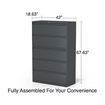 Staples Lateral Files Quill Brand® 5-Drawer Lateral File Cabinet, Locking, Letter/Legal, Charcoal, 42"W (26828D) 7 Staples Lateral Files Quill Brand® 5-Drawer Lateral File Cabinet, Locking, Letter/Legal, Charcoal, 42"W (26828D) - Image 7