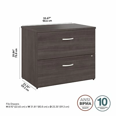 File Cabinets Bush Business Furniture Studio A 2-Drawer Lateral File Cabinet, Locking, Letter/Legal, Storm Gray, 36" (SDF136SGSU-Z) 4 File Cabinets Bush Business Furniture Studio A 2-Drawer Lateral File Cabinet, Locking, Letter/Legal, Storm Gray, 36" (SDF136SGSU-Z) - Image 4