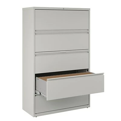 Staples Lateral Files Quill Brand® Commercial 5 File Drawers Lateral File Cabinet, Locking, Gray, Letter/Legal, 42"W (21749D) 4 Staples Lateral Files Quill Brand® Commercial 5 File Drawers Lateral File Cabinet, Locking, Gray, Letter/Legal, 42"W (21749D) - Image 4