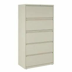 Staples Lateral Files Quill Brand® Commercial HL8000 5 File Drawers Lateral File Cabinet, Locking, Putty/Beige, Letter/Legal, 36"W (21744D)