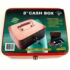 Stalwart™ Key Lock Cash Boxes Trademark Global® Stalwart™ 8" Key Lock Cash Box With Coin Tray; Red