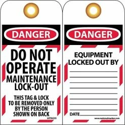 National Marker Lock Out Tags Lockout Tags; Lockout, Danger, Do Not Operate Maintenance Lock-Out, 6X3
