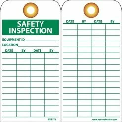 National Marker Lock Out Tags Accident Prevention Tags; Safety Inspection, 6X3, Grommet, Unrip Vinyl, 25/Pk W/ Grommet