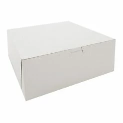 Carryout Containers & Boxes Southern Champion Tray White Paperboard Lock Corner Bakery Box, 4" X 10" X 10", 100/Pack