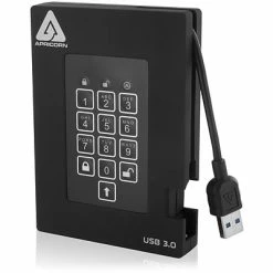 External Hard Drives Apricorn Aegis Padlock 500GB Portable USB 3.0 External Hard Drive With Integrated Cable