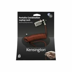Kensington Security Accessories Portable Combination Laptop Lock, 6 Ft. Steel Cable, Red