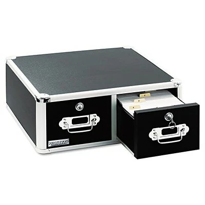 Index Card Files Vaultz®, Locking 3" X 5" Index Card Cabinet, Double Drawer, Black (VZ01393) 1 Index Card Files Vaultz®, Locking 3" X 5" Index Card Cabinet, Double Drawer, Black (VZ01393)