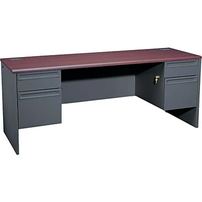 Office Desks HON® 38000 Series Steel Kneespace Credenza With Locks, Charcoal, 72"W X 24"D X 29 1/2"H 3 Office Desks HON® 38000 Series Steel Kneespace Credenza With Locks, Charcoal, 72"W X 24"D X 29 1/2"H - Image 3