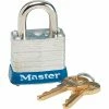 Padlocks Master Lock® Four-Pin Tumbler Laminated Steel Lock, 2" Wide, Silver/Blue, Two Keys