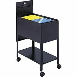 Vertical File Cabinets Safco® Mobile Files With Locking Cover, Letter, Black, 28 1/4"H X 13 1/2"W X 24 3/4"D