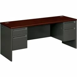 Office Desks HON® 38000 Series Steel Kneespace Credenza With Locks, Charcoal, 72"W X 24"D X 29 1/2"H