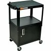 Audio/Visual Carts Luxor Adjustable Height AV Cart With Locking Cabinet, Black (AVJ42C)