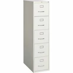 Staples Vertical File Cabinets Quill Brand® 5 File Drawers Vertical File Cabinet, Locking, Gray, Letter, 26.5"D (21918D)
