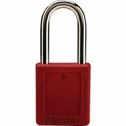 Master Lock® Safety Tumbler Padlock, 6 Pin, Xenoy, Red, Keyed Different, 6/BX