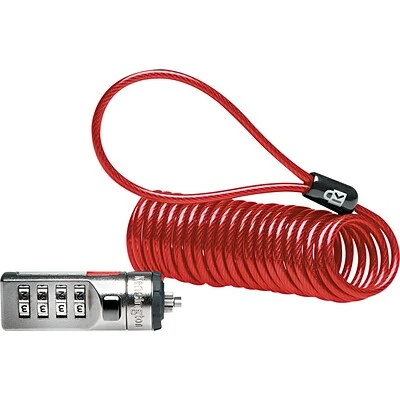 Kensington Security Accessories Portable Combination Laptop Lock, 6 Ft. Steel Cable, Red 3 Kensington Security Accessories Portable Combination Laptop Lock, 6 Ft. Steel Cable, Red - Image 3
