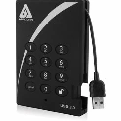 External Hard Drives Apricorn Aegis Padlock A25-3PL256 External Hard Drive; 1TB
