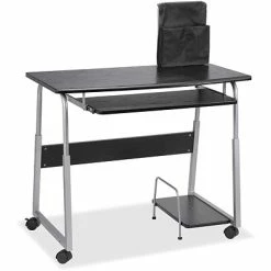 Office Desks Lorell Mobile Computer Desk, Black/Silver