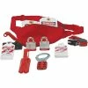 Lockout Kits Accuform Signs® Lockout/Tagout Pouch Kit With Front Zipper, Adjustable Waist Strap, Red
