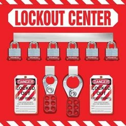 Lockout Kits Accuform Signs® Lockout Store Board With Kit And 6 Padlock, Red/White