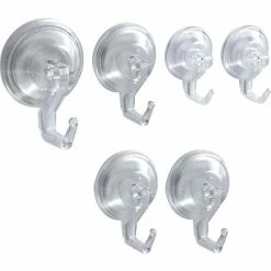 Shelving InterDesign® PowerLock Suction 6 Hook Combo, Clear