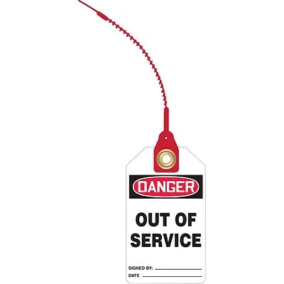 Safety Signs ACCUFORM SIGNS® Loop 'n Lock™ Tie Tags, DANGER OUT OF SERVICE, RP-Plastic, 10/Pk 1 Safety Signs ACCUFORM SIGNS® Loop 'n Lock™ Tie Tags, DANGER OUT OF SERVICE, RP-Plastic, 10/Pk