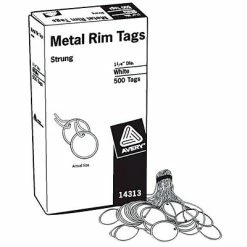 Avery Key Control Accessories Metal Rim Marking Tags, Paper/Twine/Metal, 1 1/4" Diameter, White, 500/Box