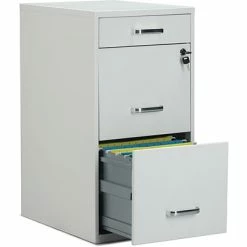Staples File Cabinets Quill Brand® 3-Drawer Vertical File Cabinet, Locking, Letter, White, 18"D (52144)