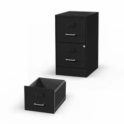 Staples File Cabinets Quill Brand® 2-Drawer Vertical File Cabinet, Locking, Letter, Black, 18"D (52142) -Deals Locks Store s1212846 s7