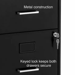 Staples File Cabinets Quill Brand® 2-Drawer Vertical File Cabinet, Locking, Letter, Black, 18"D (52142) -Deals Locks Store s1212870 s7