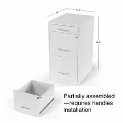 Staples File Cabinets Quill Brand® 3-Drawer Vertical File Cabinet, Locking, Letter, White, 18"D (52144) -Deals Locks Store s1212889 s7