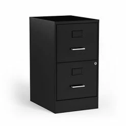 Staples File Cabinets Quill Brand® 2-Drawer Vertical File Cabinet, Locking, Letter, Black, 18"D (52142)
