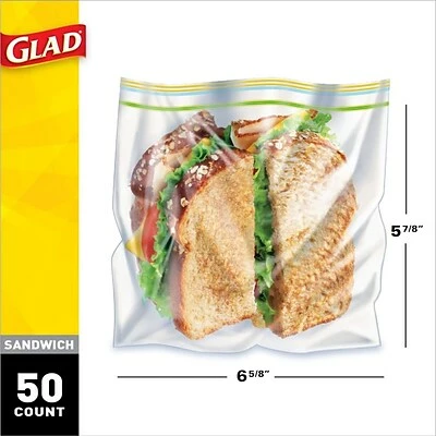 Storage Bags Glad® Zipper Sandwich Bags, 50 Bags/Box (57263) 2 Storage Bags Glad® Zipper Sandwich Bags, 50 Bags/Box (57263) - Image 2