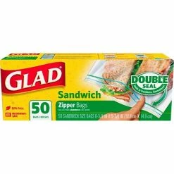 Storage Bags Glad® Zipper Sandwich Bags, 50 Bags/Box (57263)