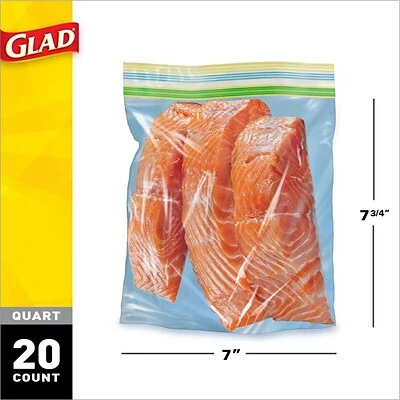 Storage Bags Glad® Zipper Freezer Bags, Quart, 20 Bags/Box (57035) 2 Storage Bags Glad® Zipper Freezer Bags, Quart, 20 Bags/Box (57035) - Image 2