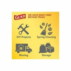 Glad® ForceFlex Tall Kitchen Drawstring Trash Bags, 13 Gallon, Gain Original Scent, White, 80 Count (32483) -Deals Locks Store sp103681343 s7