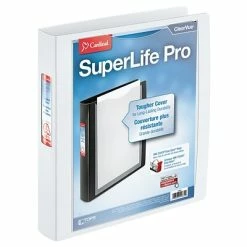 Cardinal® SuperLife™ Pro EasyOpen® ClearVue™ Locking Slant-D Ring Binders, 1-1/2" Capacity, White