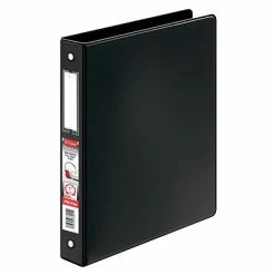 Binders Cardinal EasyOpen Locking 1" Round Ring Binder, With Label Holder, Non-View, Black, 3-Ring