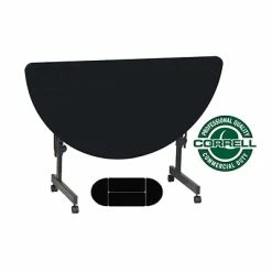 Training Room Tables Correll 24"W X 48"L, Half-Round Adjustable Training Table Black Granite (FT2448HR)