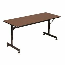 Training Tables Correll 24"W X 60"L Melamine Top Adjustable Training Table Walnut (FT2460MA-01)