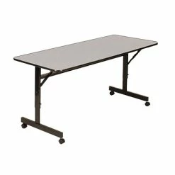 Training Tables Correll 24"W X 60"L Melamine Top Adjustable Training Table Gray Granite (FT2460MA-15)