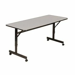 Training Tables Correll 24"W X 72"L Melamine Top Adjustable Training Table Gray Granite (FT2472MA-15)