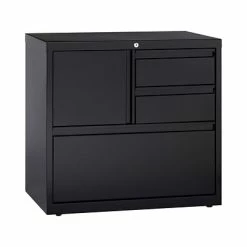File Cabinets Hirsh HL8000 Series 3-Drawer Lateral File Cabinet, Locking, Letter/Legal, Black, 30" (19628)