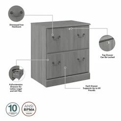 Lateral Files Bush Furniture Saratoga 2-Drawer Lateral File Cabinet, Locking, Modern Gray (EX45854-03) -Deals Locks Store sp163411966 s7