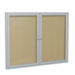Bulletin Boards & Signs Ghent 3' H X 5' W Enclosed Vinyl Bulletin Board With Satin Frame, 2 Door (PA23660VX-181)