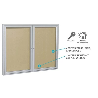 Bulletin Boards & Signs Ghent 3' H X 5' W Enclosed Vinyl Bulletin Board With Satin Frame, 2 Door, Silver (PA23660VX-193) 6 Bulletin Boards & Signs Ghent 3' H X 5' W Enclosed Vinyl Bulletin Board With Satin Frame, 2 Door, Silver (PA23660VX-193) - Image 6