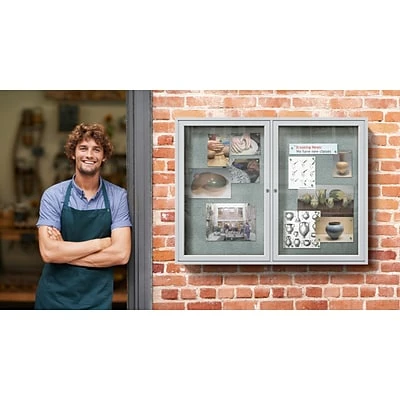 Bulletin Boards & Signs Ghent 3' H X 5' W Enclosed Vinyl Bulletin Board With Satin Frame, 2 Door, Silver (PA23660VX-193) 7 Bulletin Boards & Signs Ghent 3' H X 5' W Enclosed Vinyl Bulletin Board With Satin Frame, 2 Door, Silver (PA23660VX-193) - Image 7