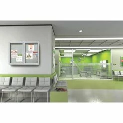 Bulletin Boards & Signs Ghent 3' H X 5' W Enclosed Vinyl Bulletin Board With Satin Frame, 2 Door (PA23660VX-181) -Deals Locks Store sp17740293 s7 1