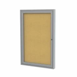 Bulletin Boards & Signs Ghent 36" H X 30" W Enclosed Natural Cork Bulletin Board With Satin Frame, 1 Door (PA13630K)
