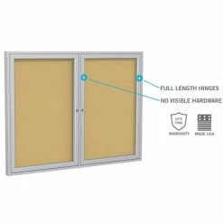 Bulletin Boards & Signs Ghent 4' H X 5' W Enclosed Natural Cork Bulletin Board With Satin Frame, 2 Door (PA24860K) -Deals Locks Store sp17740394 s7 2